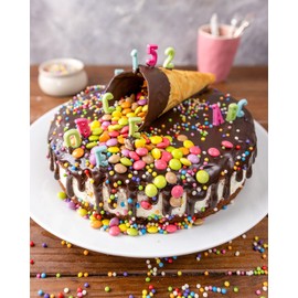 RUF Dekor ABC-Buchstaben und Zahlen, aus weißer Schokolade mit natürlichen Farben aus Lebensmitteln, in grün, pink und blau, glutenfrei, 1x32g (Die Verpackung kann variieren)