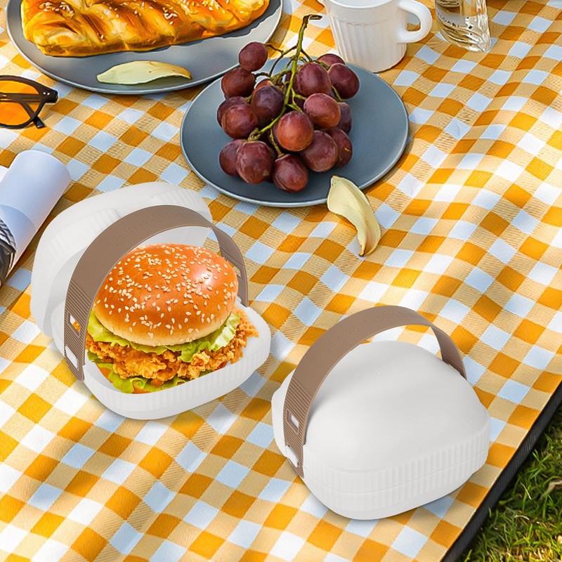 Linkidea 2 Pcs Hamburger Buns Storage Container, Portable Travel Holder