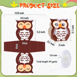 SilTriangle 24 Sets of Owl Party Favor Boxes Candy Treat Boxes with Mesh Straps for Animal Theme Party Birthday Decoration Supplies(Brown)