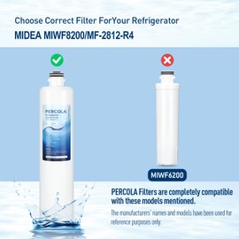 PERCOLA MIWF8200 Water Filter, Compatible with Midea® MIWF8200/MF-2812-R4 Water Filter, Midea® MRF29D3AST, MRF29D6AST Refrigerator Models (3 Pack)