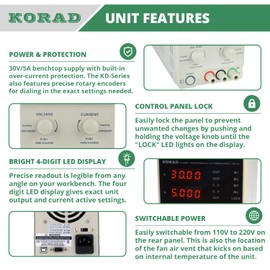 KORAD KD3005P - Programmable Precision Variable Adjustable 30V, 5A DC Linear Power Supply Digital Regulated Lab Grade…