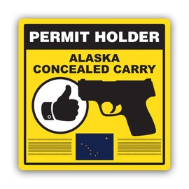Yellow Alaska Concealed Carry Permit Holder CCW Sticker for Water Bottle Phone Tumbler Hard hat - Four Pack
