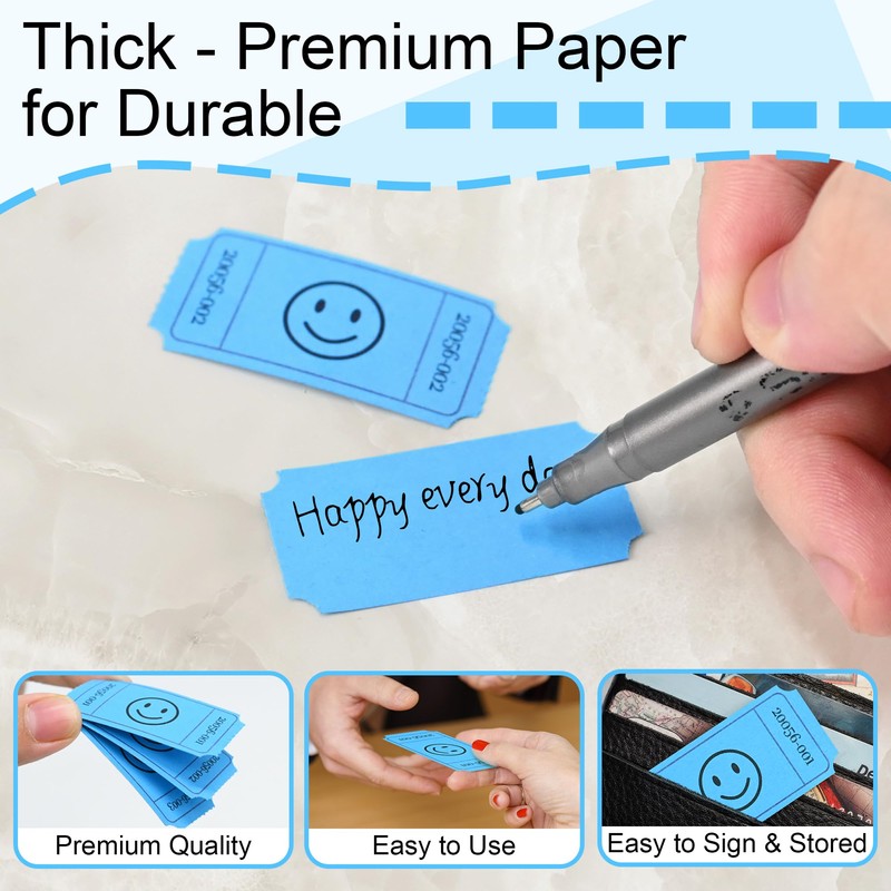 L LIKED 500 Raffle Tickets, Smile, Blue(6 Color Selection), Single