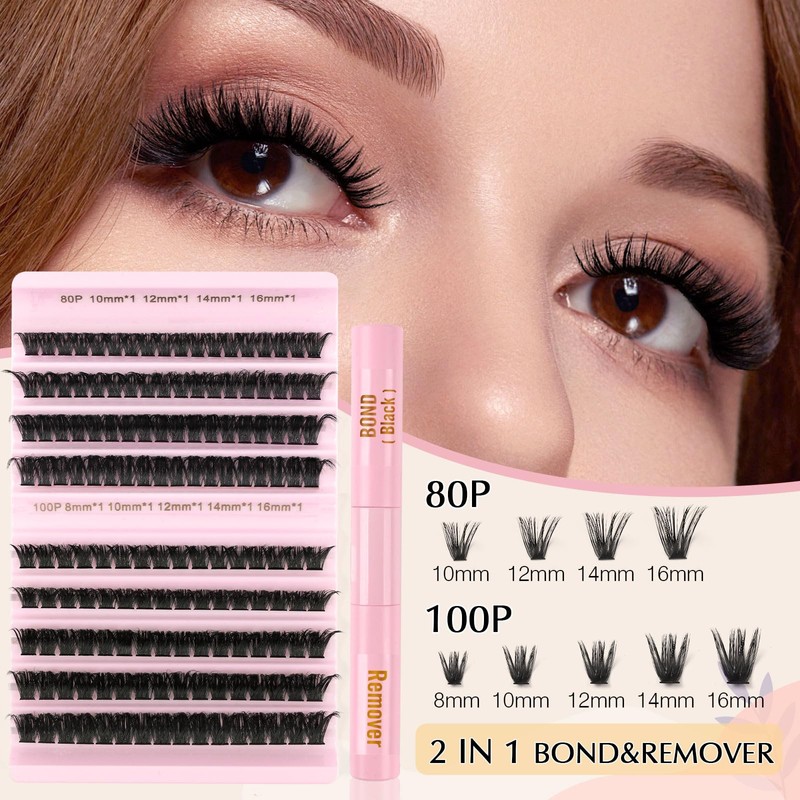 Parriparri Eyelash Extension with Bond and Remover 80D+100D Fluffy Individual