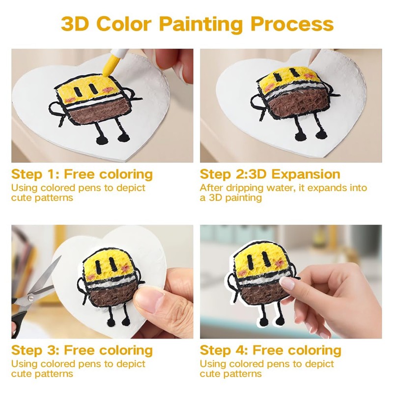 Casbomy Magic Puffy Paint, Creative 3D Drawing Magic Canvas Sponge,