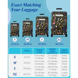 OffiEase Suitcase Cover Protectors - Large Washable Waterproof Dustproof Luggage Protective Covers Sleeve for Travel Fit 26-28 Inch Flower L