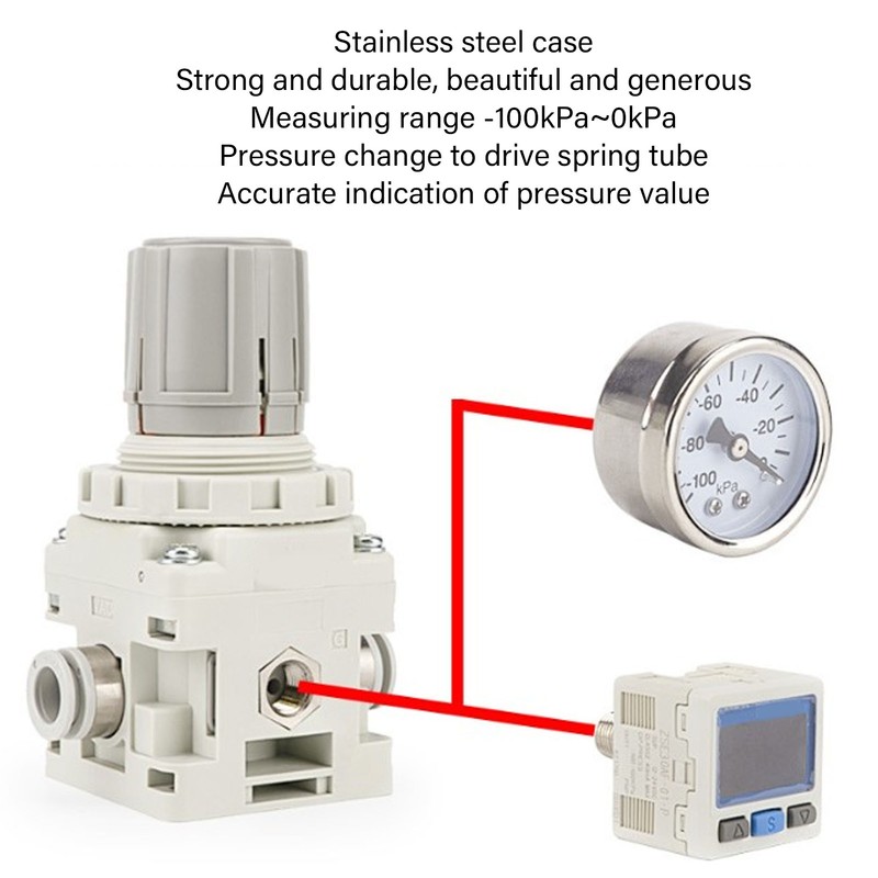 Vacuum Pressure Gauge 1/8in Stainless Steel Dial Liquid Filled Pneumatic