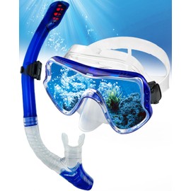 Lorrtta Snorkel Set Adults, Pano 3 Window Anti-Fog Adult Snorkel Set with with Dry Snorkel, Snorkeling Gear for Adults Snorkel and Mask Featuring a 180 Panoramic Ultra-Clear Snorkeling Mask Adult
