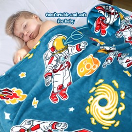 Space Blanket Throw Blanket Glow in The Dark Blankets Birthday Gift for 6 7 8 9 10 Year Old Boy Blankets with Star and Planet Decor 50x60 Inches