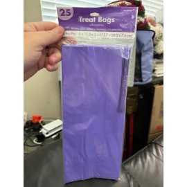 Amscan Purple 25ct. Plastic Party Treat Bags With Twist Ties 5"x11.5"x3" Supply