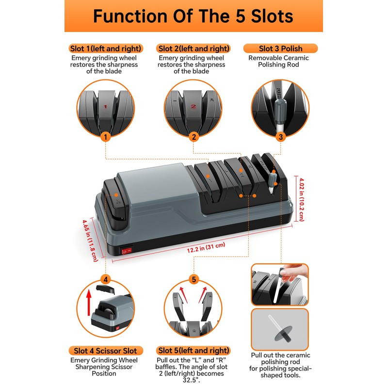 5 in 1 Electric Knife Sharpener Multifunction, Professional Knife Sharpener