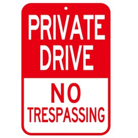 private driveway sign, (1 Pack) 12'' X 18''Private Drive No Trespassing Sign, Rust Free Heavy Duty Aluminum Private Road Reflective Warning Signs,Easy to Mount,Outdoor use (Reflective-red 1pcs)