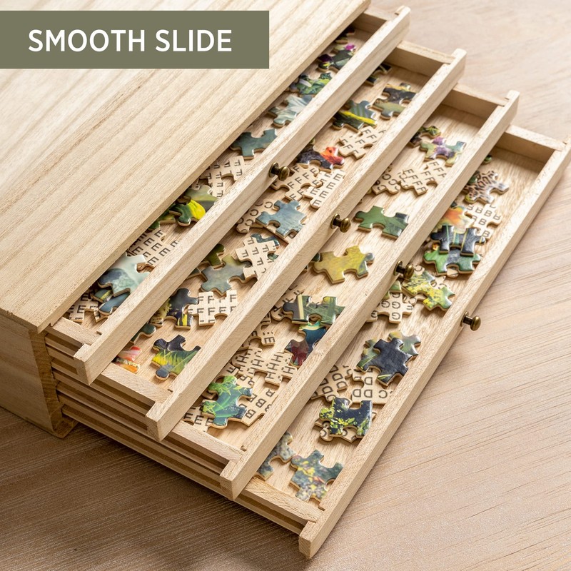 Becko US Wooden Puzzle Sorting Trays with Sliding Drawer Design,