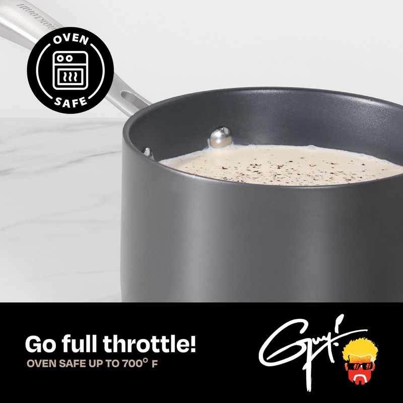 Guy Fieri's Flavortown Laser Titanium 2-Quart Sauce Pan with Lid