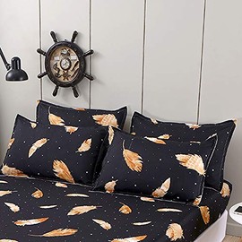Chickwin Set of 2 Pillowcases, Starry Sky-Feather Pattern, 100% Polyester, Soft, Bed Linen