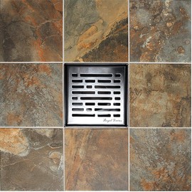 Royal Square Shower Drains – Broken Lanes Design - stainless steel Luxurious line by Serene Steam include Rubber fitting (Brushed Nickel)