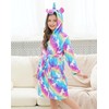 Doctor Unicorn Girls Fleece Hooded Robe Toddler Warm Fuzzy Bathrobe