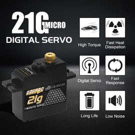 GOUPRC 21G Micro Mini Digital Servo of Metal Gears with 25T Servo Horn for 1/14 1/16 RC Crawler Car Upgrade Servo Parts Model Boat Airplane Robot (2PCS)