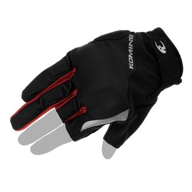 Komine Motorcycle GK-2603 Protective 3 Fingerless Mesh Gloves Black Red 2XL