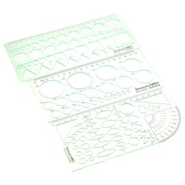 napkery 3 Pieces Plastic Geometric Drawings Templates Rulers Tool Set Measuring Templates Rulers Digital Drawing for Studying Designing and Building