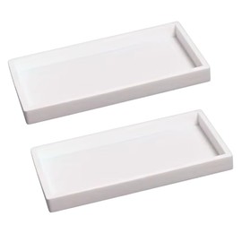 Countertop Silicone Tray - 2 Piece Large Bathroom Vanity Tray, Shatterproof Kitchen Sink Trays, Soap Dispenser Tray - Vanity Organizer for Lotion Bottles, Candles, Key Trinket (White, 2 Piece Large)