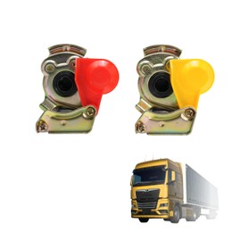 Compressed Air Head M16 x 1.5 Red/Yellow with Valve Set & Dust Cap - Compatible with Truck, Tractor, Motor Car, Tractor, Tractor, Tractor, Agricultural Vehicles, Stock Brake, Trailer & Semi-Trailer