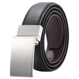 Kajeer 2-in-1 Reversible Children's Belt for Boys PU Leather Belt with Metal Buckle for School Uniform & Leisure Youth & Toddler Black & Brown, Silver Buckle (Black + Coffee), L