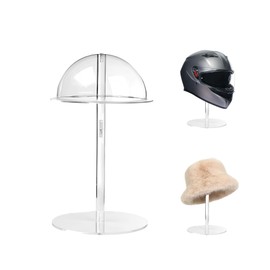 CHADWICK - Soporte de exhibición de sombrero de 8.7 pulgadas de alto para proveedores, soporte de acrílico transparente duradero para sombrero para salón, estante para gorra abovedada con ala, soporte