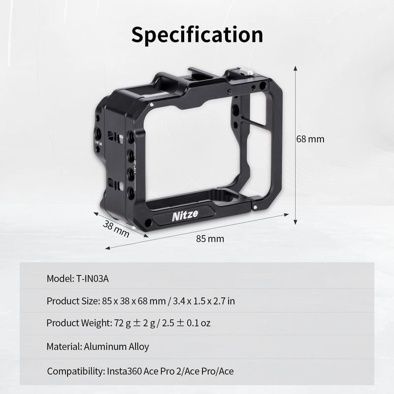 Nitze Cage for Insta360 Ace Pro 2/ Ace Pro/Ace Action