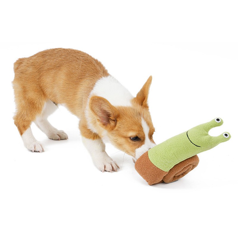 Snail Squeaky Dog Toys Polyester Teething Puzzle Interactive Puppy Chew