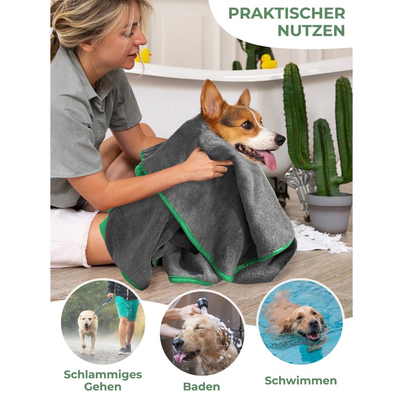 Dog Bathrobe, Quick Drying Microfibre Bath Towel, Bibykivn Adjustable Dog