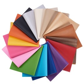 BENECREAT 16 pieces 34 x 20 cm faux PU leather fabric leaf litchi pattern fabric for bag, hat, jewellery, hair crafts, sewing and decorations