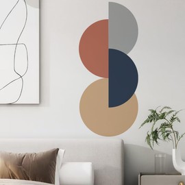 Runtoo Boho Circle Wall Decals Retro Abstract Wall Art Stickers Living Room Bedroom Nursery Home Decor