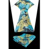 Alizeal Mens 3.35inches Large Floral Pattern Necktie and Printed Pocket