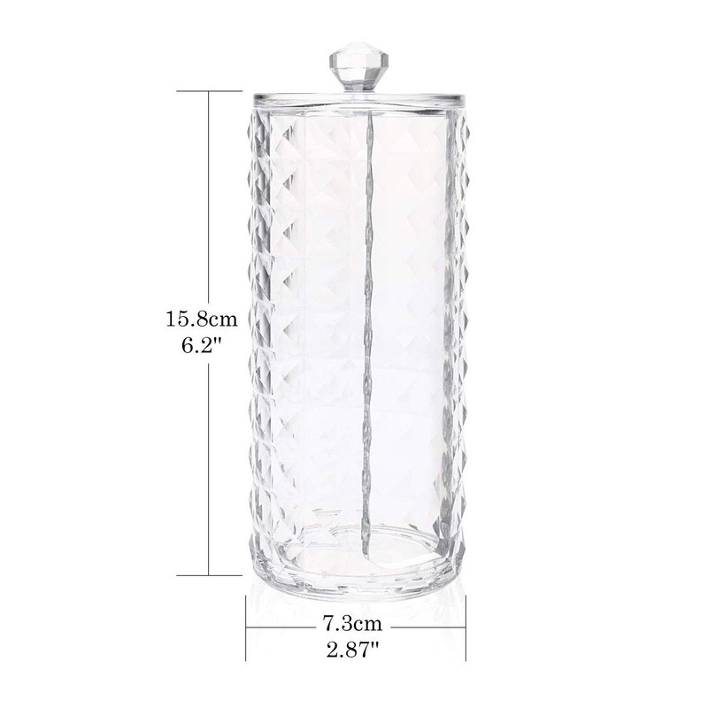 Acrylic Makeup Cotton Round Holder, Luxspire Clear Diamond Pattern Cotton
