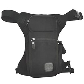 Canvas Drop Leg Bag Waist Bag Thigh Bag for Men Women Tactical Military Motorcycle Bicycle Cycling Hiking Camping Outdoor Travel Sling Crossbody Pouch Pack Pocket Daypack, #07 black