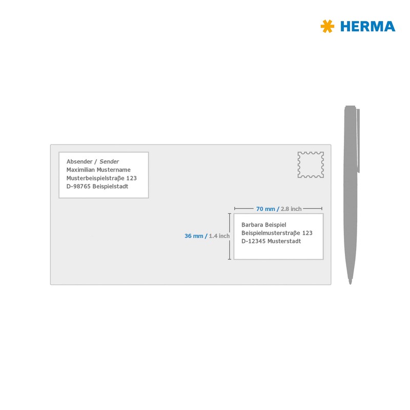 HERMA 8638 Adressetiketten, 10 Blatt, 70 x 36 mm, 24