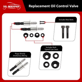 YA-MAYPAY VVT Intake & Exhaust Camshaft Position Actuator Solenoid Valve Kit Compatible with Ford, Lincoln - Expedition, F150, F250, F350, Mark LT, Navigator, 5.4L (AMP-S0215-E)