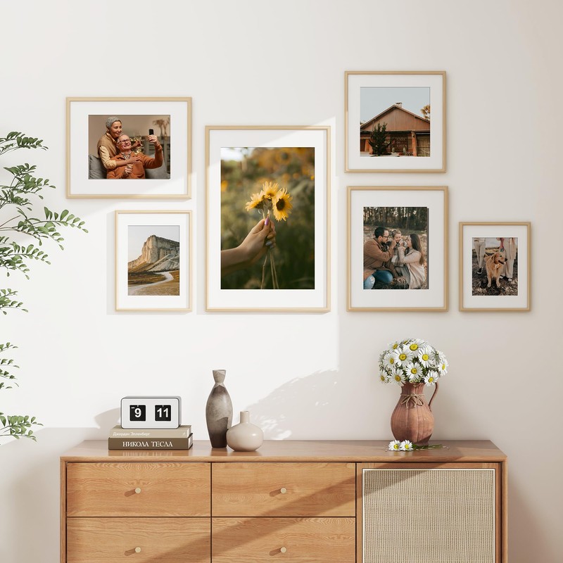 RICHFOCUS 27x40 Inch Poster Frame, Natural Solid Pine Wood 27x40