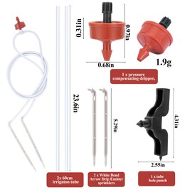 20 Pack Automatic Irrigation Dripper Stake Assembly, 1 GPH Irrigation Dripper Emitters for 2-Way 23.6 inch Irrigation tubing,Drip Emitters Bend Arrow Sprinklers for Garden Pots Irrigation Systems