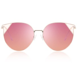 DUCO Oversized Cat Eye Sunglasses for Women Retro Round Polarized Sun Glasses UV400 Protection W018