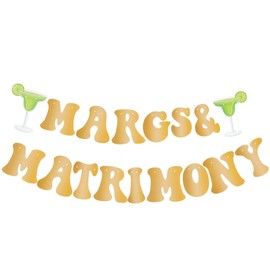Margs and Matrimony Bachelorette Banner, Pre-Strung Margarita Bachelorette Party Decoration Bride Backdrop for Bridal Shower Engagement Mexican Fiesta