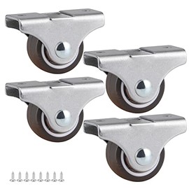 Skelang - Paquete de 4 ruedas rígidas de 1 pulgada, rueda giratoria de perfil bajo, ruedas fijas de placa superior para cama nido, gabine...