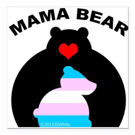 CafePress Mama Bear Trans Square Car Magnet 3 X 3 Square Car Magnet, Magnetic Bumper Display