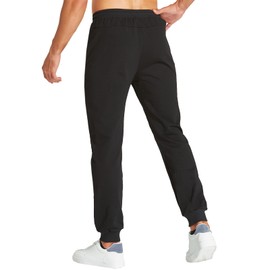 JustSun Men's Cotton Jogging Bottoms with Zip Pockets, black