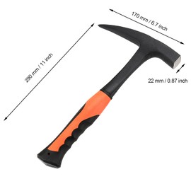 FUNSUEI 2 Pack 11.4 Inch Rock Pick, 28 oz Geological Hammer with Pointed Tip, Rock Pick Hammer with Orange Shock Reduction Grip for Masoners, Geologists, Campers