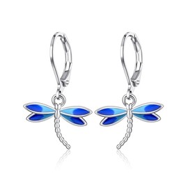 TALYKONG Dragonfly/Butterfly Earrings for Women Dangle Leverback Earrings Jewelry Gifts for Women, Small, Brass, No Gemstone