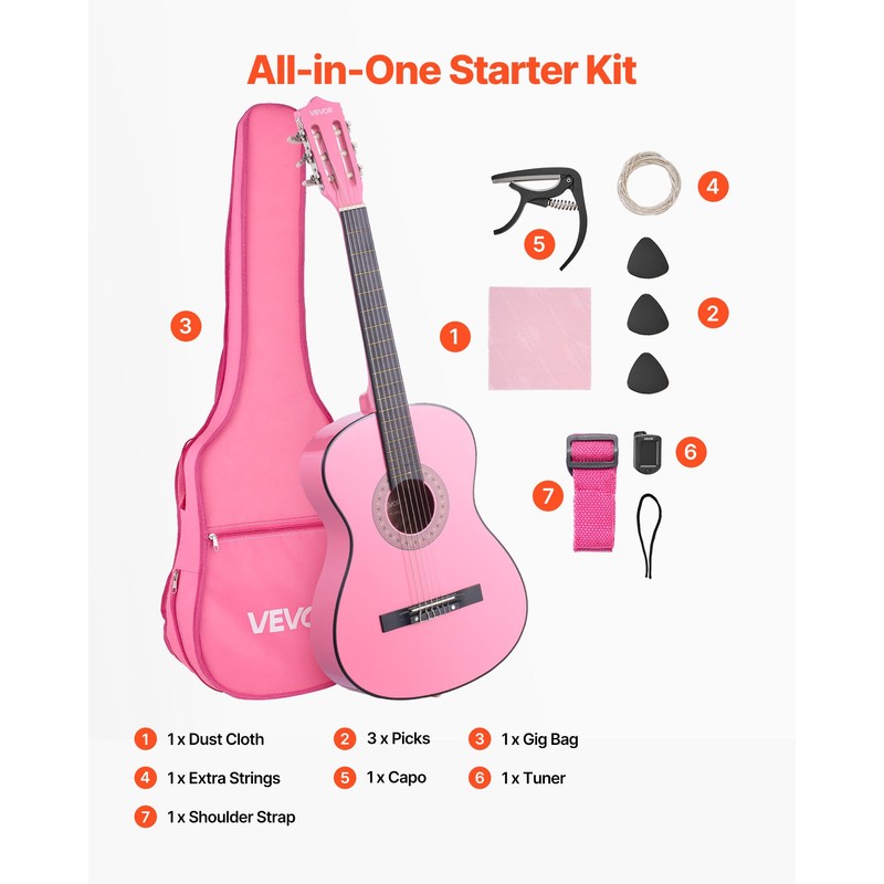 VEVOR 38 Inch Beginner Acoustic Guitar, Classical Guitar Full Starter
