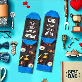 HAPPYPOP Fathers Day Socks Funny Dad Socks, Funny Gifts For Dad From Daughter Son, Father Gifts, Dad Birthday Gifts, Black