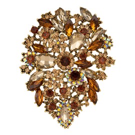 SELOVO Brown Flower Blossom Brooch for Women Party Big Brooch Pin Accessory for Dance Banquet